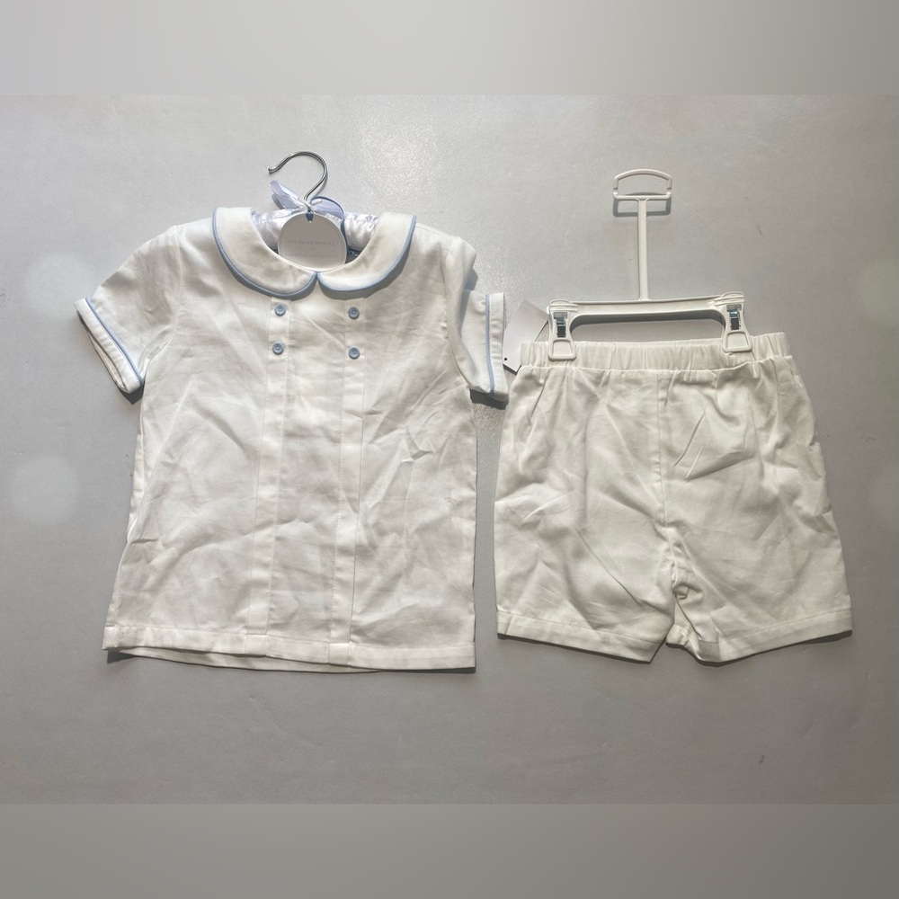 NEW- Size 7 Kids Edgehill Collection Top & Bottom 2 PieceSet Cotton Blend White